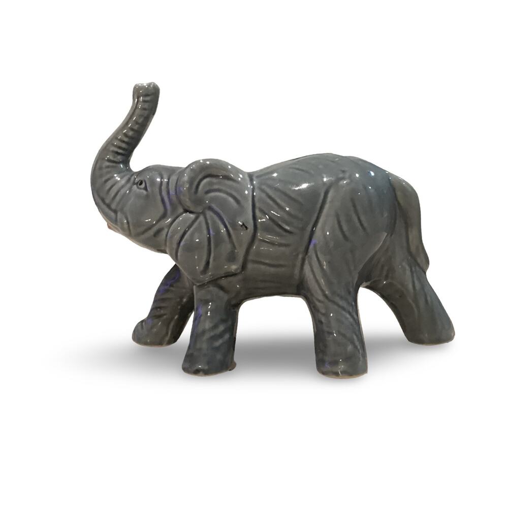 Ceramic Grey Elephant Statuette Porcelain Decorative Figurine
